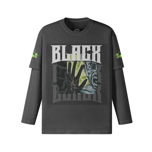 BLACK Faux-layered Faded Long Sleeve